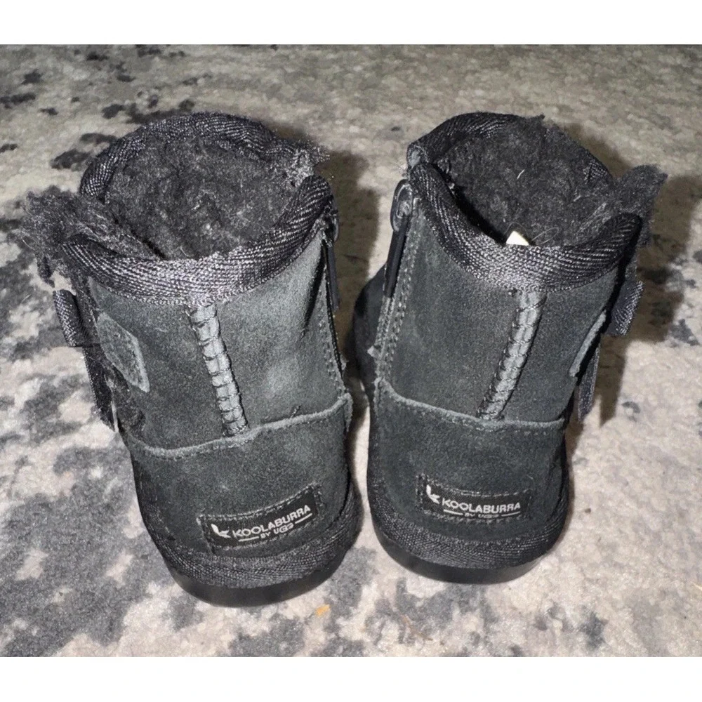 Koolaburra Ugg Toddler Girl Sz 6 Suede Leather Ankle Boots Black Winter